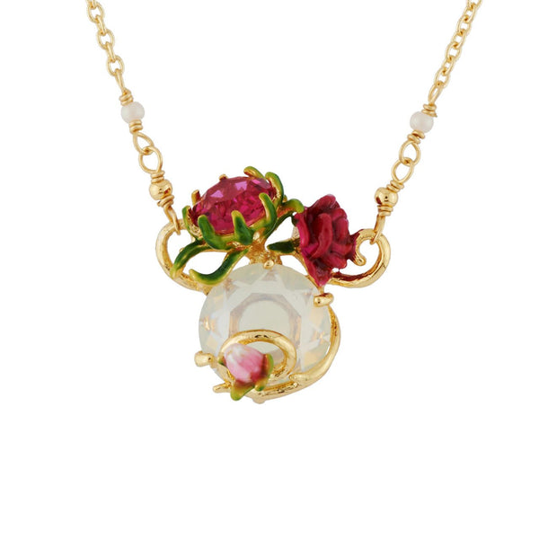 Faceted Crystals, Rose And Bud Necklace | AHPV3111 - Les Nereides
