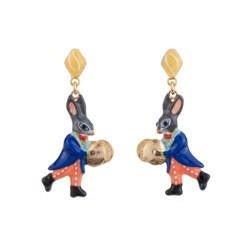 Fanfare Rabbit Playing Theé Cymbals Earrings | ACFF1031 - Les Nereides