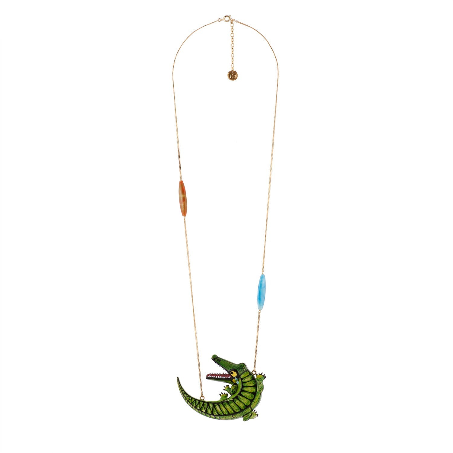 Faune En Folie Marbled Resin & Crocodile Necklace | ADFO3051 - Les Nereides