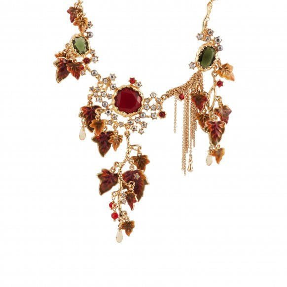 Feuilles D'Automne Large Cascade Of Leaves W/Stones Necklace | ACFA3011 - Les Nereides