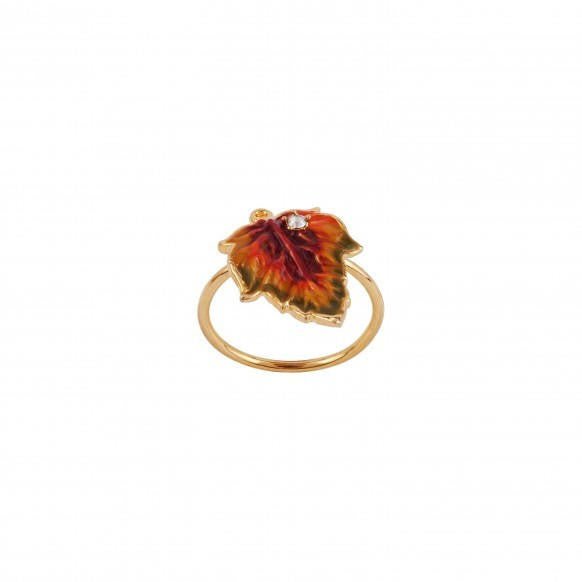 Feuilles D'Automne Plain Leaf W/Crystal Rings | ACFA601/11 - Les Nereides