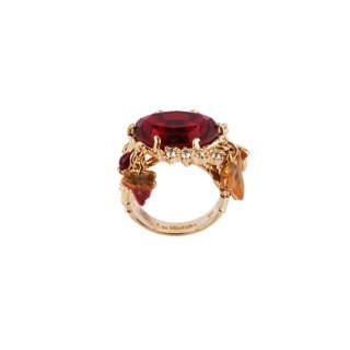 Feuilles D'Automne Red Crystal Stone And Foliage Rings | ACFA603/11 - Les Nereides