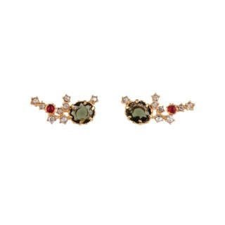 Feuilles D'Automne Small Green Crystal W/Crystals Earrings | ACFA1101 - Les Nereides