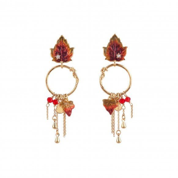 Feuilles D'Automne Small Leaves And Chains Hoops Earrings | ACFA1091 - Les Nereides