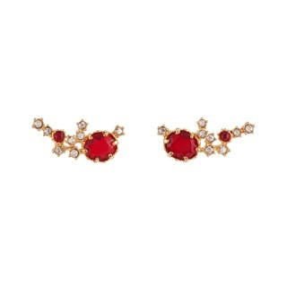 Feuilles D'Automne Small Red Crystal W/Crystals Earrings | ACFA1031 - Les Nereides