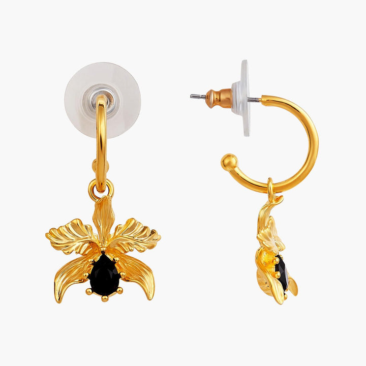 Flamboyant Orchid And Black Freshwater Pearl Post Earrings | AOOC1101 - Les Nereides