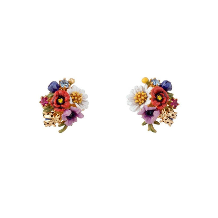 Floraisons Sauvages Blue Ladybird On A Flower Posy Earrings | ADFS107T/1 - Les Nereides