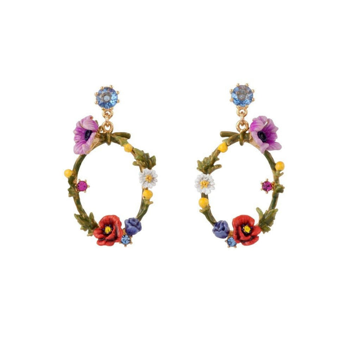 Floraisons Sauvages Blue Stone, Branches Hoops & Flowers Earrings | ADFS109T/1 - Les Nereides