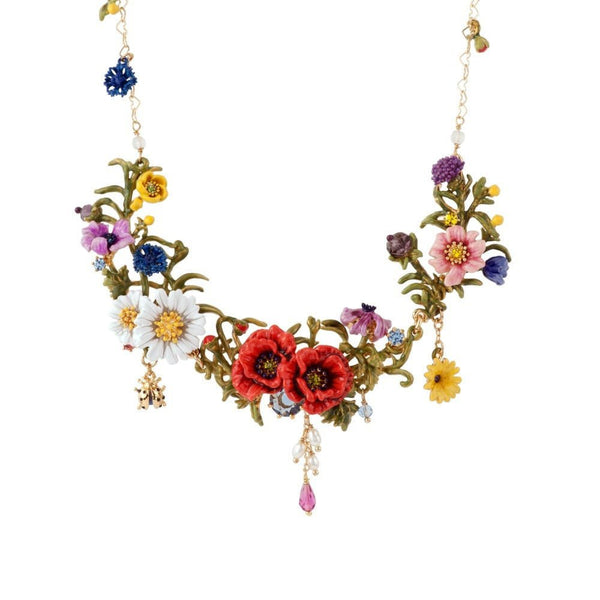 Floraisons Sauvages Large Flower Bed W/Poppies & Blue Stone Necklace | ADFS3011 - Les Nereides