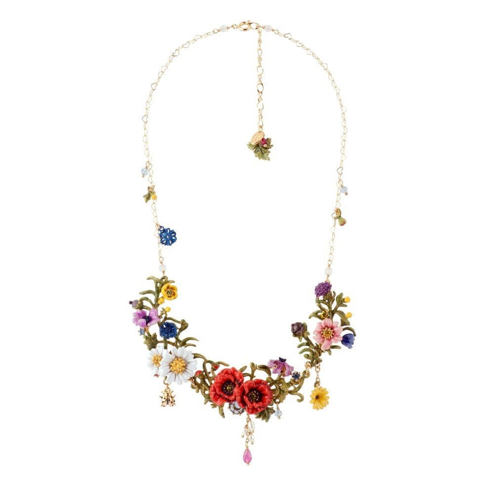 Floraisons Sauvages Large Flower Bed W/Poppies & Blue Stone Necklace | ADFS3011 - Les Nereides