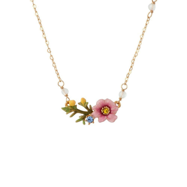 Floraisons Sauvages Pink Flower And Crystal Necklace | ADFS3071 - Les Nereides
