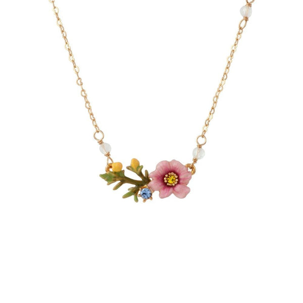 Floraisons Sauvages Pink Flower And Crystal Necklace | ADFS3071 - Les Nereides