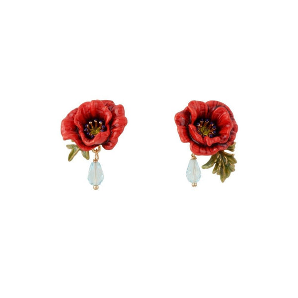 Floraisons Sauvages Poppy And Blue Drop Earrings | ADFS102T/1 - Les Nereides