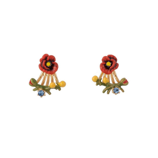 Floraisons Sauvages Poppy W/Flower Buds Ear Jacket Earrings | ADFS1111 - Les Nereides