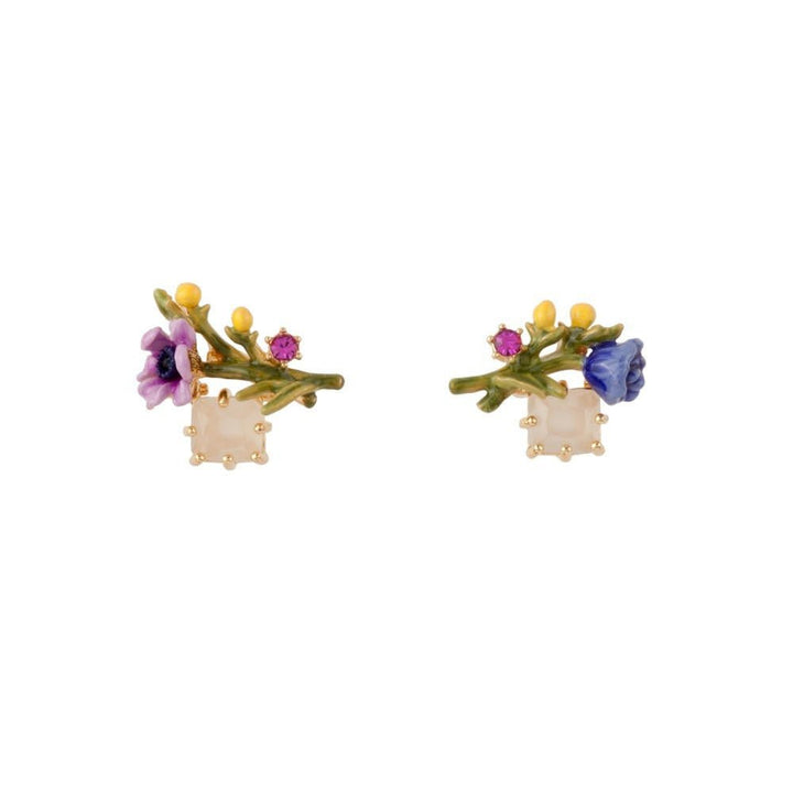 Floraisons Sauvages Purple Flower And White Stone Earrings | ADFS103T/1 - Les Nereides
