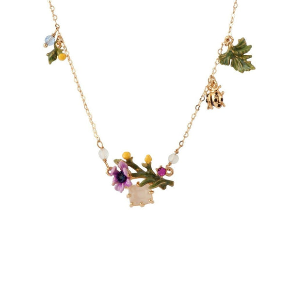 Floraisons Sauvages Purple Flower And White Stone Necklace | ADFS3041 - Les Nereides