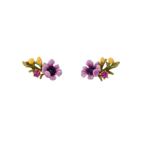 Floraisons Sauvages Purple Flower And Yellow Buds Earrings | ADFS112T/1 - Les Nereides