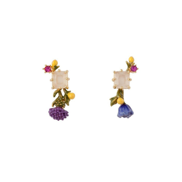 Floraisons Sauvages Thistle, Blue Tulip And White Stone Earrings | ADFS104T/1 - Les Nereides