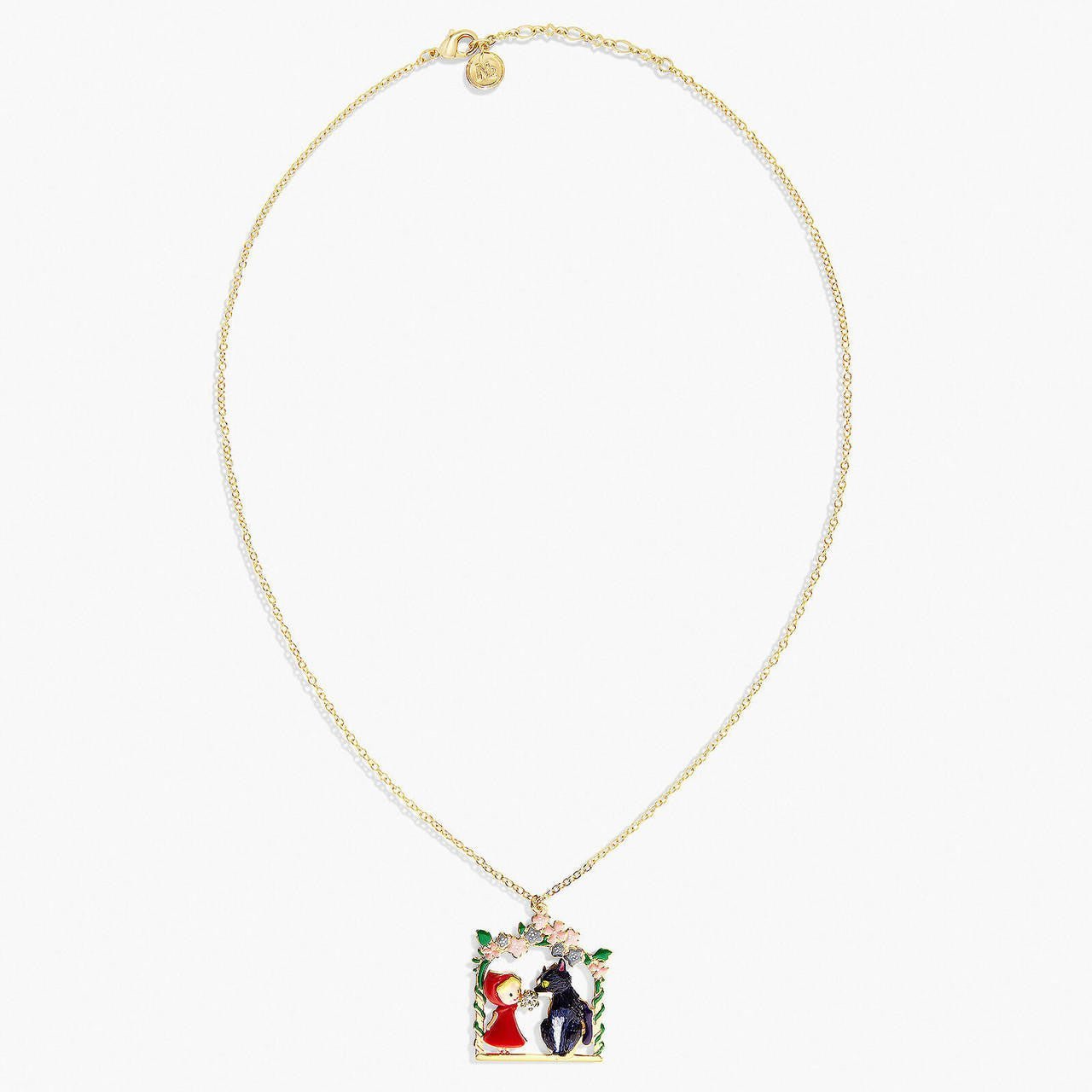Flower Arc Little Red Riding Hood And Big Bad Wolf Pendant Necklace | APBB3071 - Les Nereides