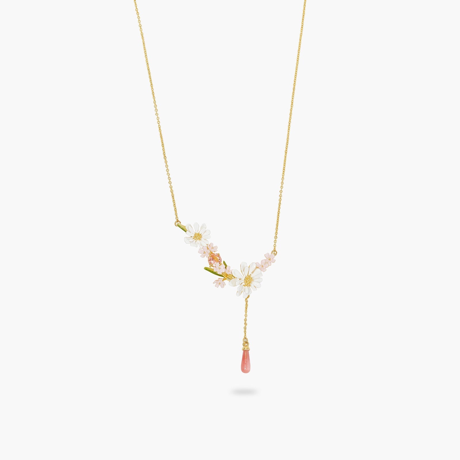 Flower Bouquet And Pink Pearl Statement Necklace | ATBP3031 - Les Nereides