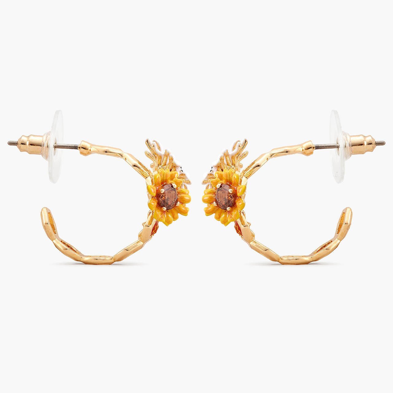Flowers And Honeycomb Post Hoop Earrings | APPM1041 - Les Nereides