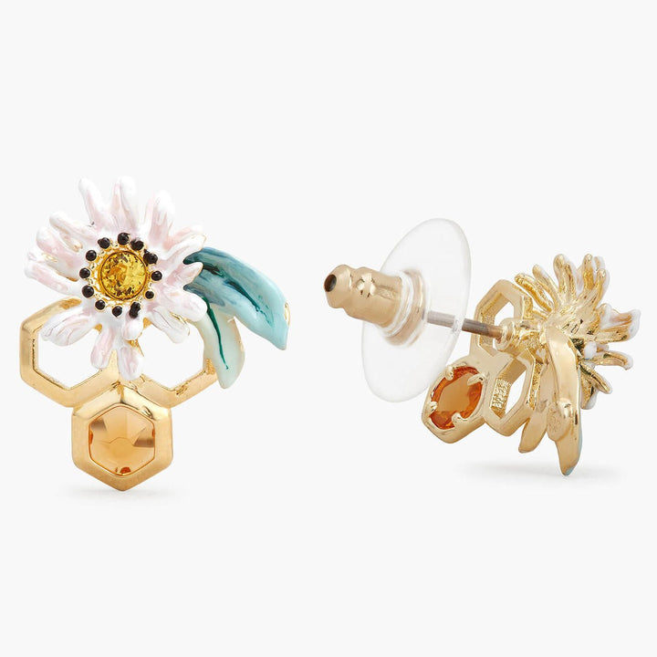 Flowers And Honeycomb Sleeper Earrings | APPM1051 - Les Nereides