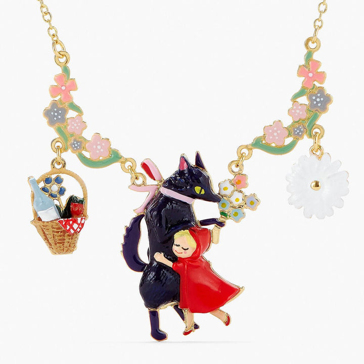Flowery Big Bad Wolf And Little Red Riding Hood Statement Necklace | APBB3011 - Les Nereides