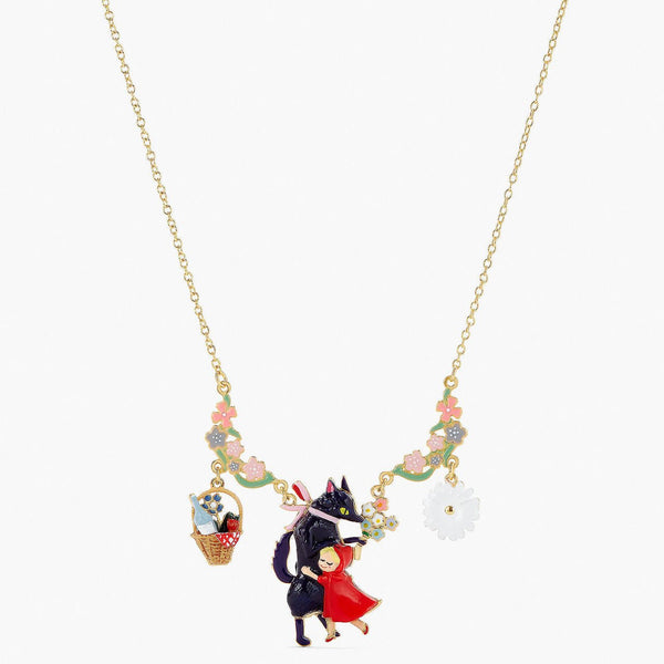 Flowery Big Bad Wolf And Little Red Riding Hood Statement Necklace | APBB3011 - Les Nereides