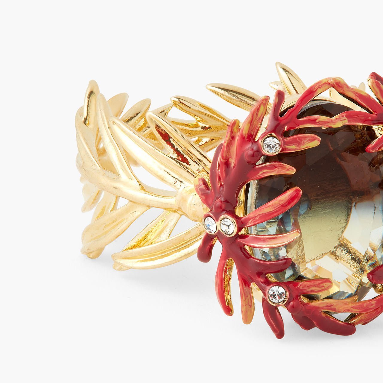 Foliage, Stones And Small Crystals Cocktail Ring | AQPS6021 - Les Nereides