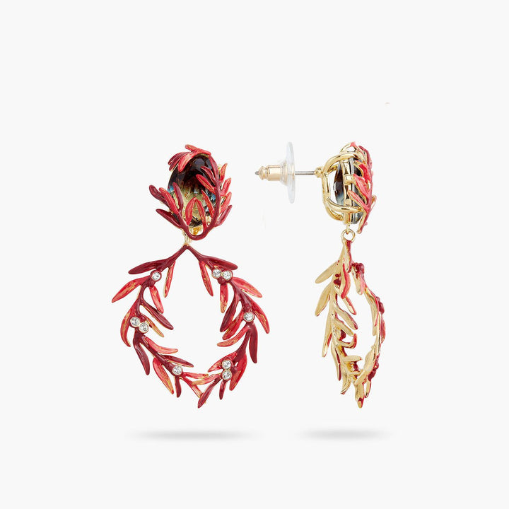Foliage, Stones And Small Crystals Earrings | AQPS1041 - Les Nereides