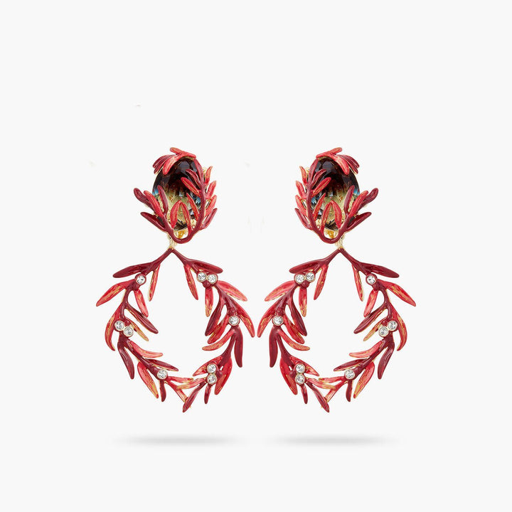 Foliage, Stones And Small Crystals Earrings | AQPS1041 - Les Nereides