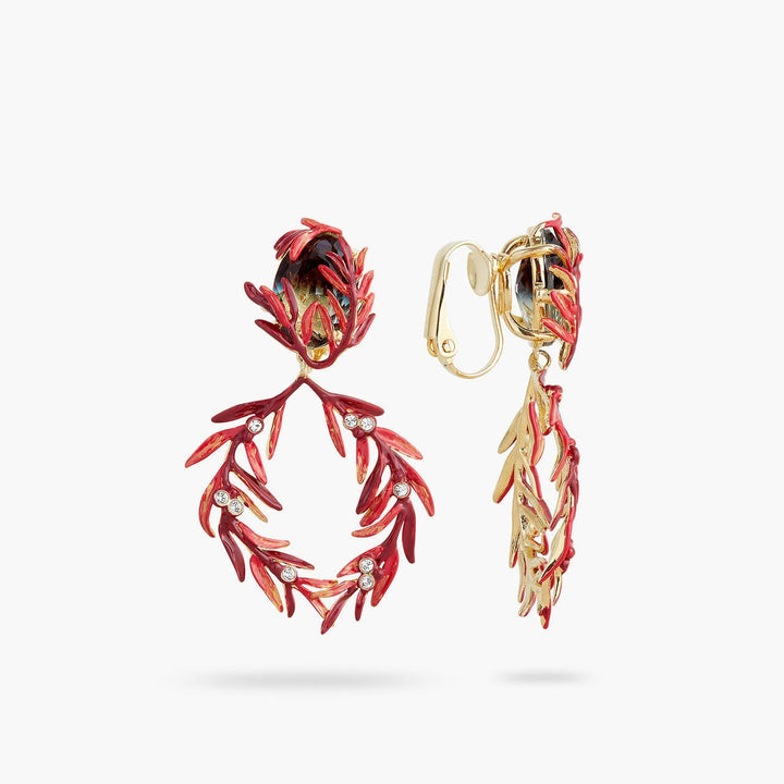 Foliage, Stones And Small Crystals Earrings | AQPS1041 - Les Nereides