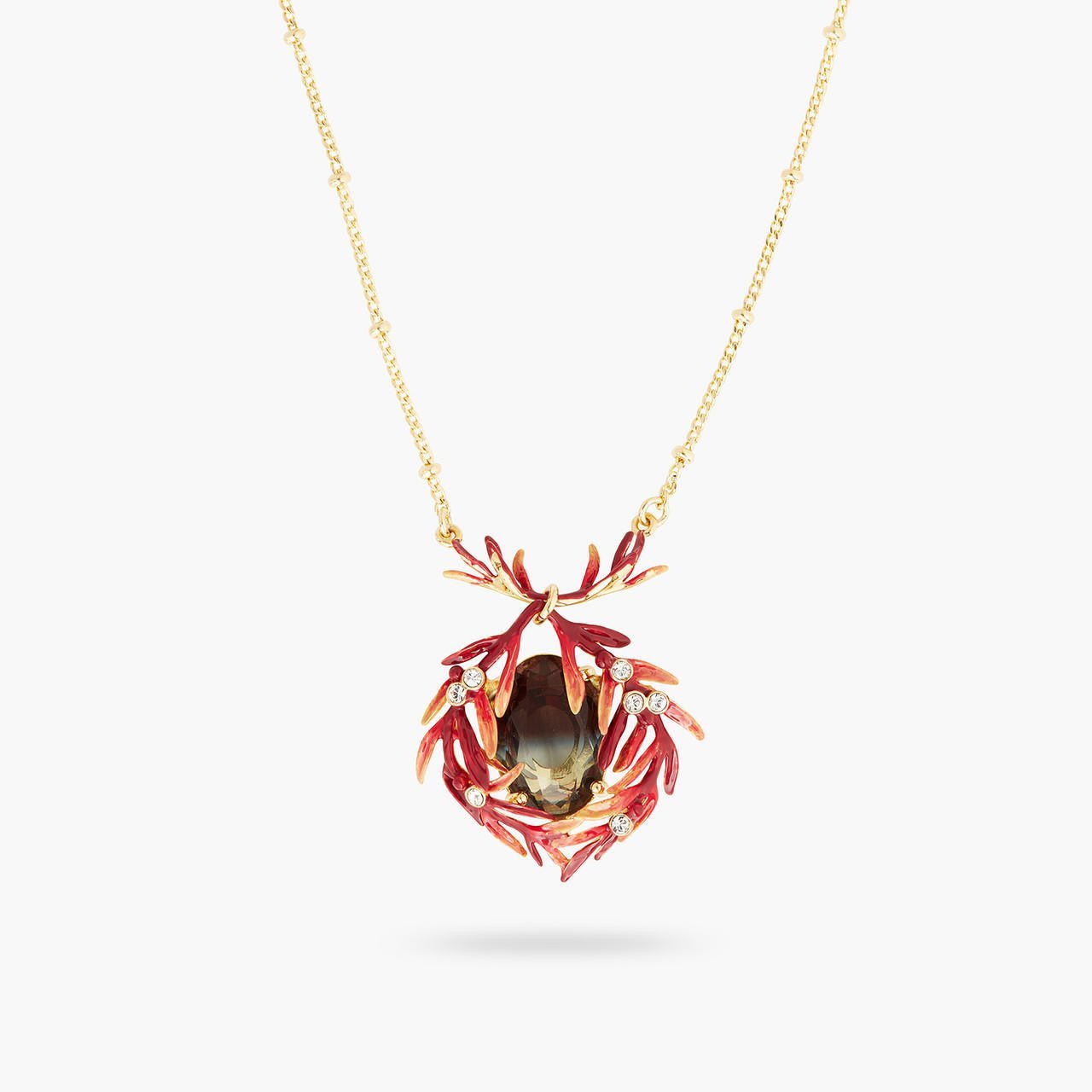 Foliage, Stones And Small Crystals Pendant Necklace | AQPS3051 - Les Nereides