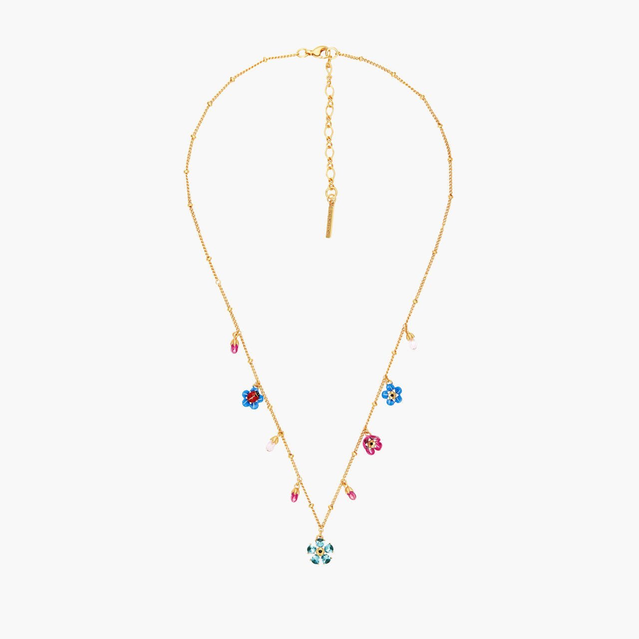 Forget - Me - Not And Ladybird Faceted Crystal Thin Necklace | ANBM3021 - Les Nereides