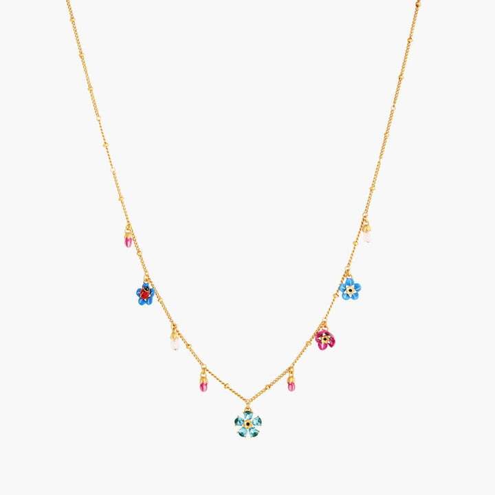 Forget-Me-Not And Ladybird Faceted Crystal Thin Necklace | ANBM3021 - Les Nereides