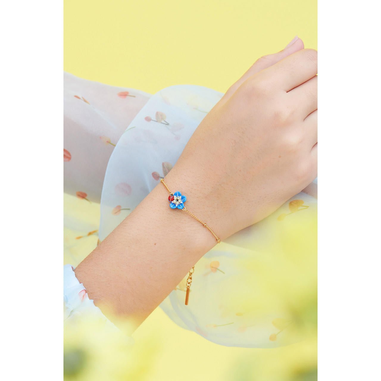Forget - Me - Not And Little Ladybird Thin Bracelet | ANBM2031 - Les Nereides