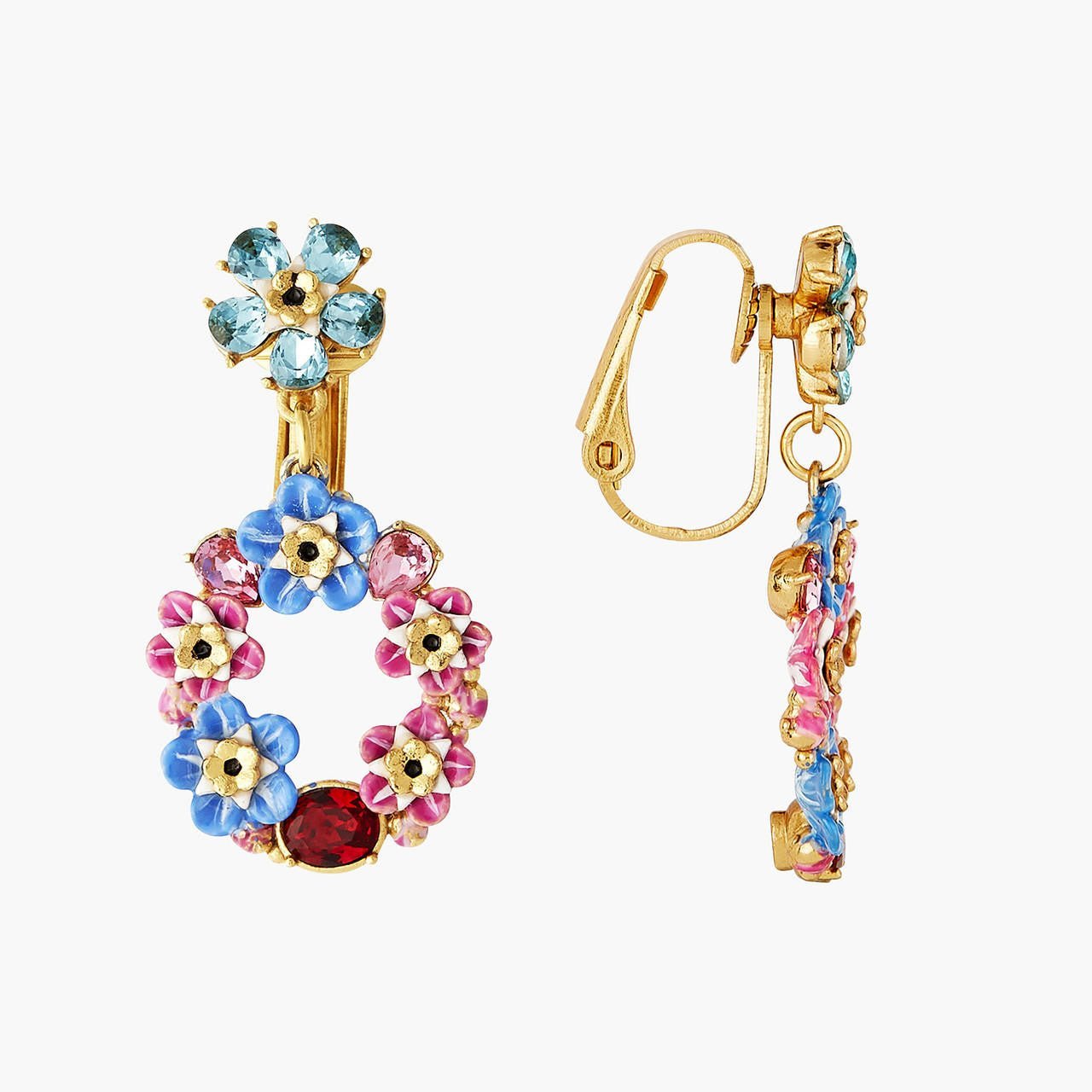 Forget - Me - Not And Rosebuds Circular Earrings | ANBM103C/1 - Les Nereides