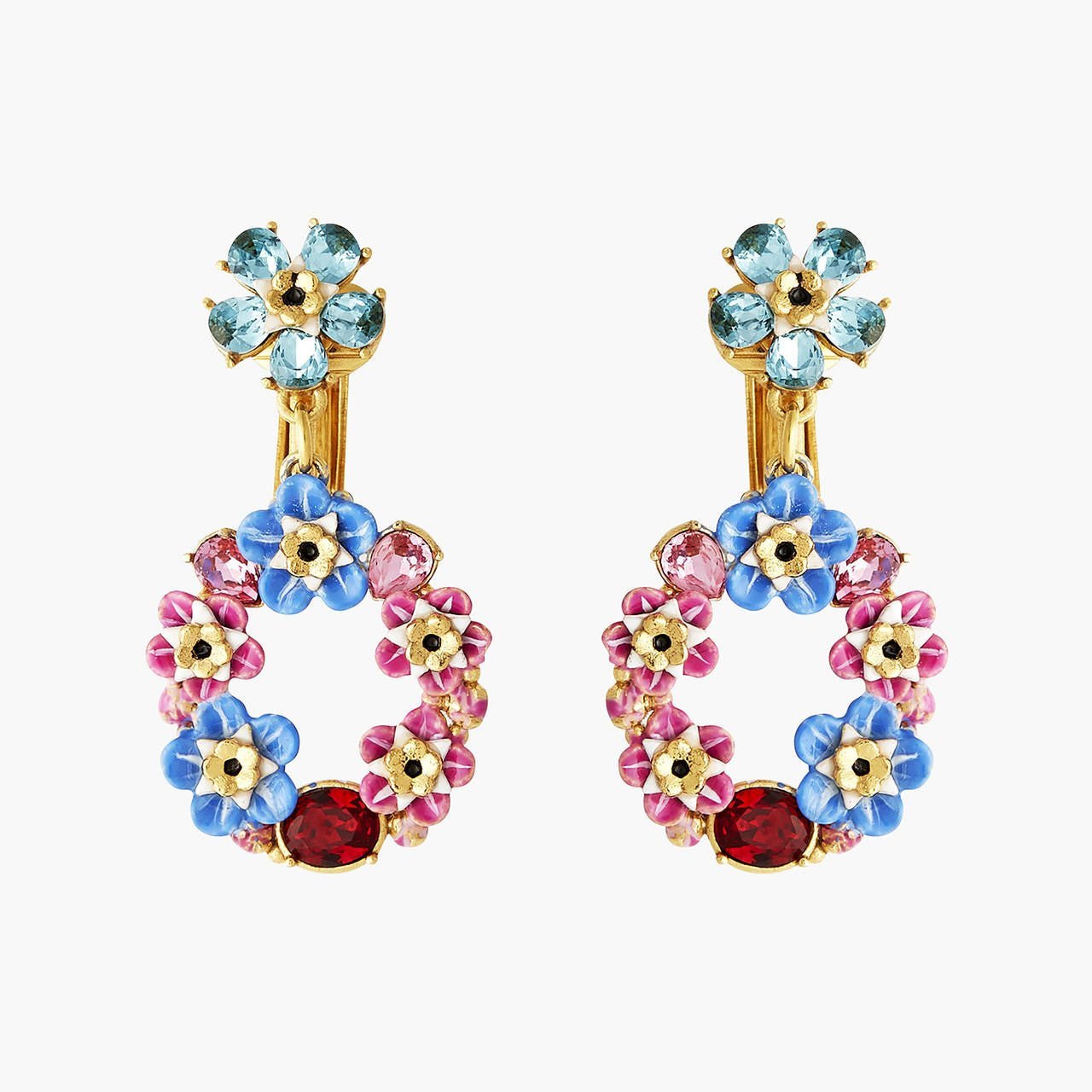 Forget - Me - Not And Rosebuds Circular Earrings | ANBM103C/1 - Les Nereides