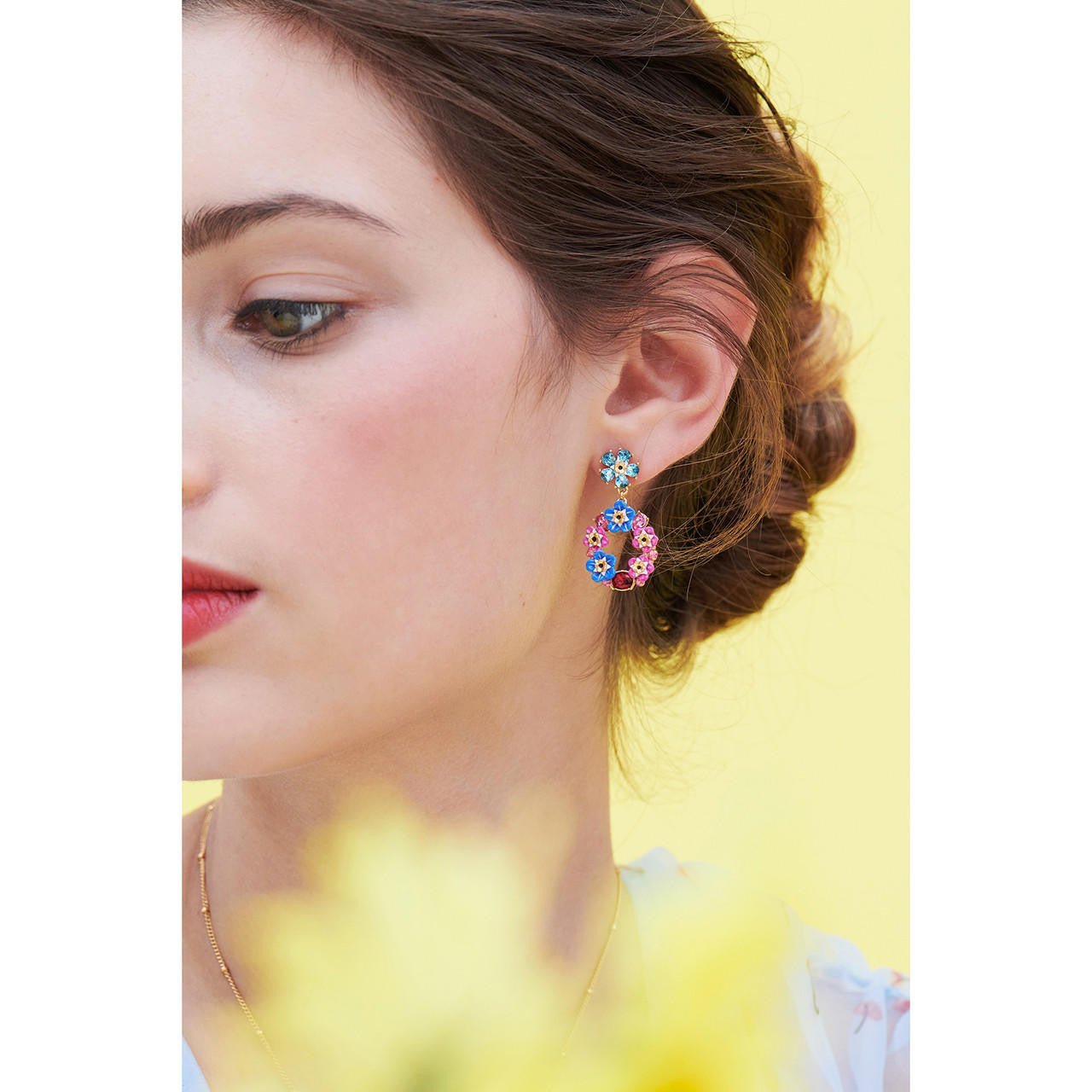 Forget - Me - Not And Rosebuds Circular Earrings | ANBM103C/1 - Les Nereides