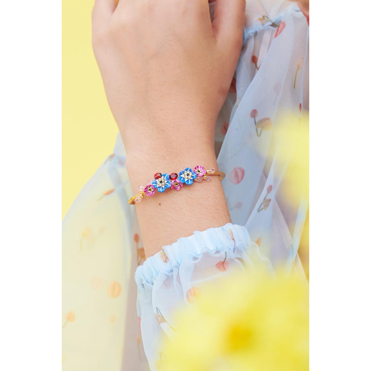 Forget - Me - Not Flower And Ladybird Bangle Bracelet | ANBM2011 - Les Nereides