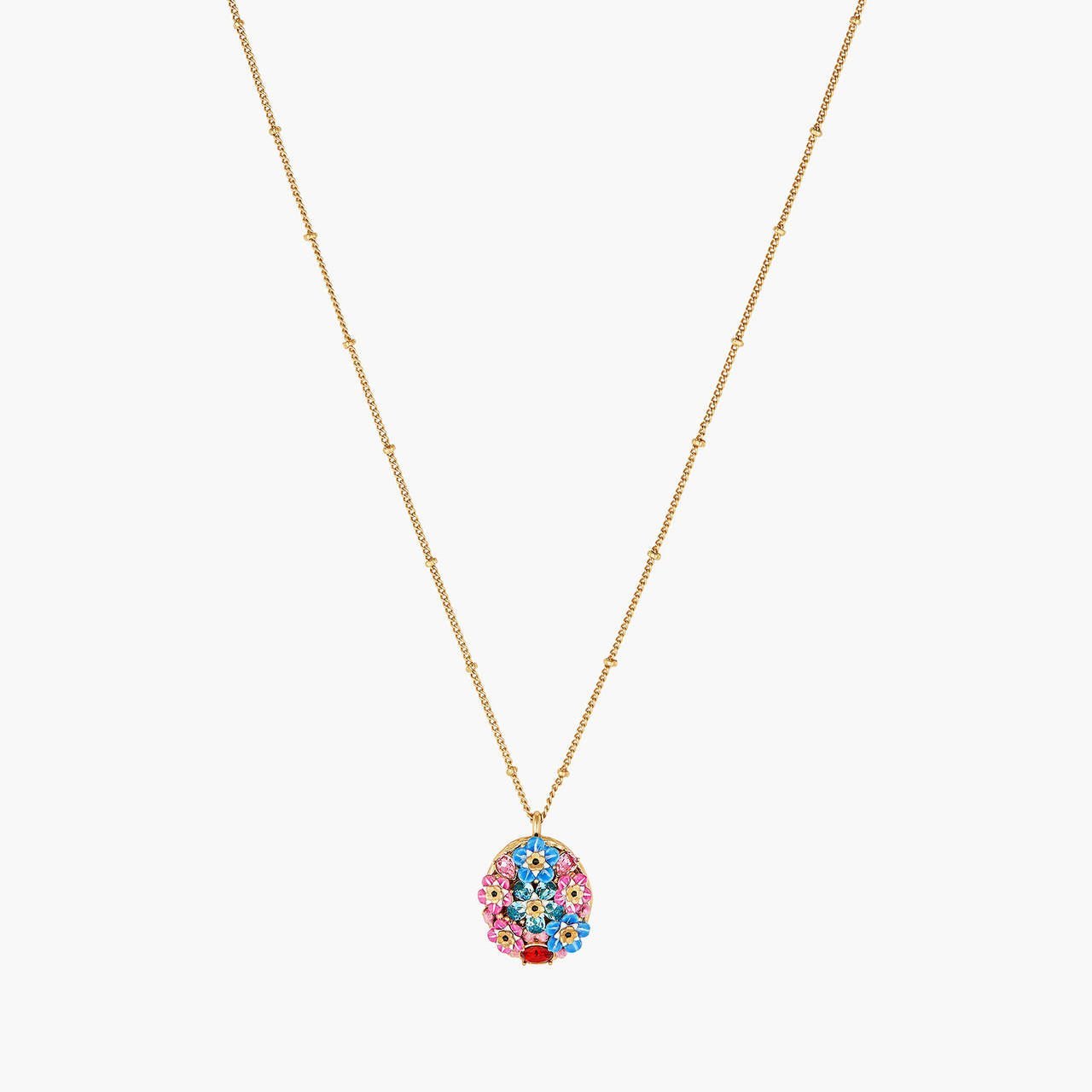 Forget - Me - Not Rosebuds And Ladybird Hidden Secret Medallion Necklace | ANBM3041 - Les Nereides