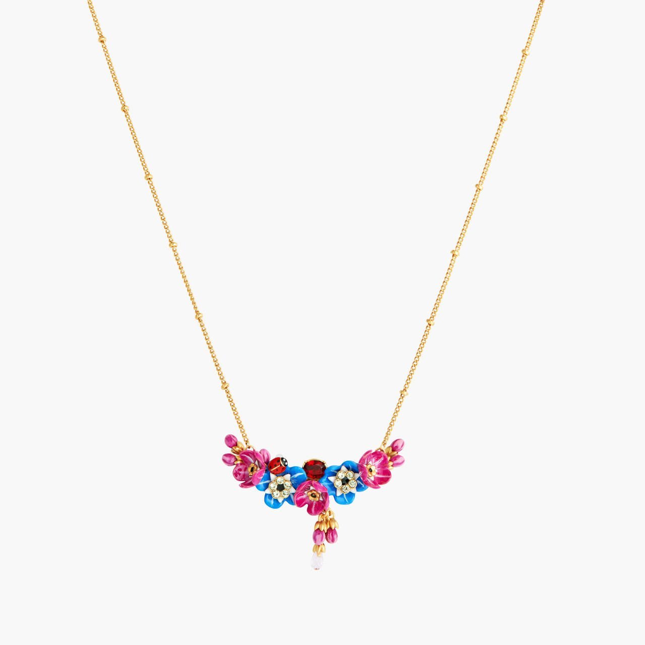 Forget - Me - Not Rosebuds And Ladybird Statement Necklace | ANBM3011 - Les Nereides