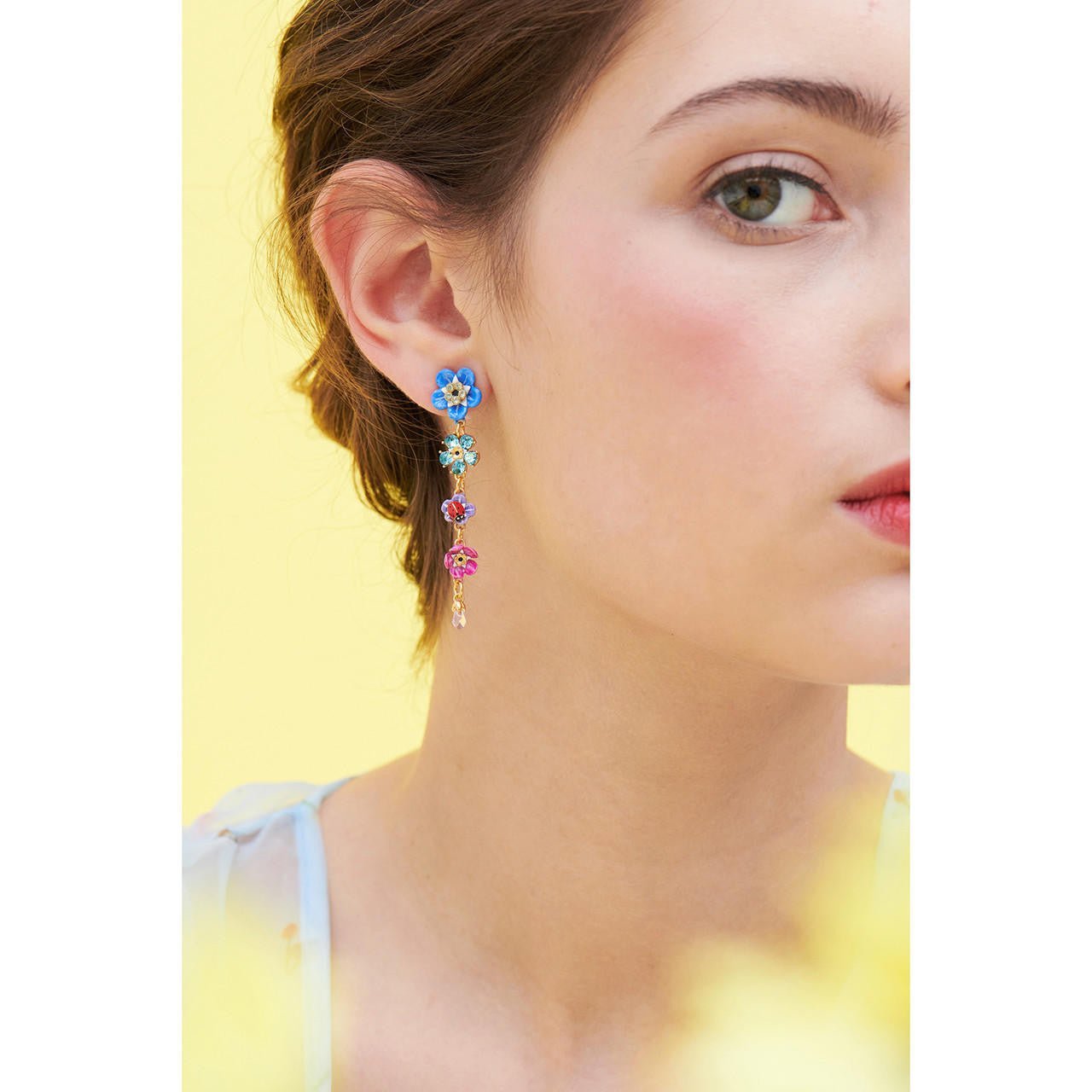 Forget - Me - Nots And Rosebuds Dangling Earrings | ANBM1021 - Les Nereides