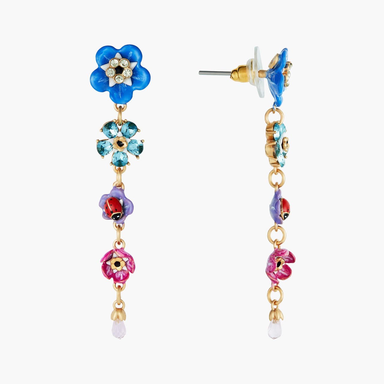 Forget - Me - Nots And Rosebuds Dangling Earrings | ANBM1021 - Les Nereides