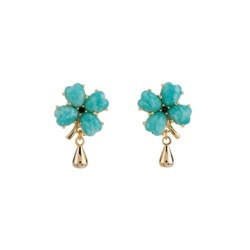 Four-Leaf Jade Clover And Golden Drop Earrings | ACAB1021 - Les Nereides