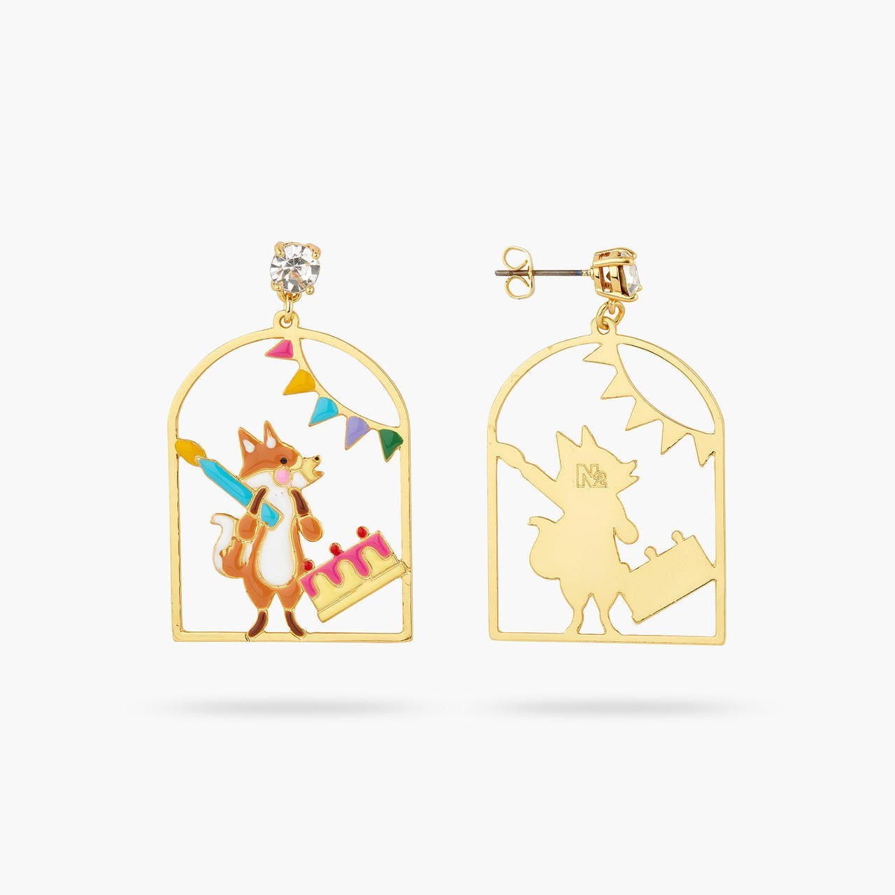 Fox and birthday cake earrings | AQPP1101 - Les Nereides