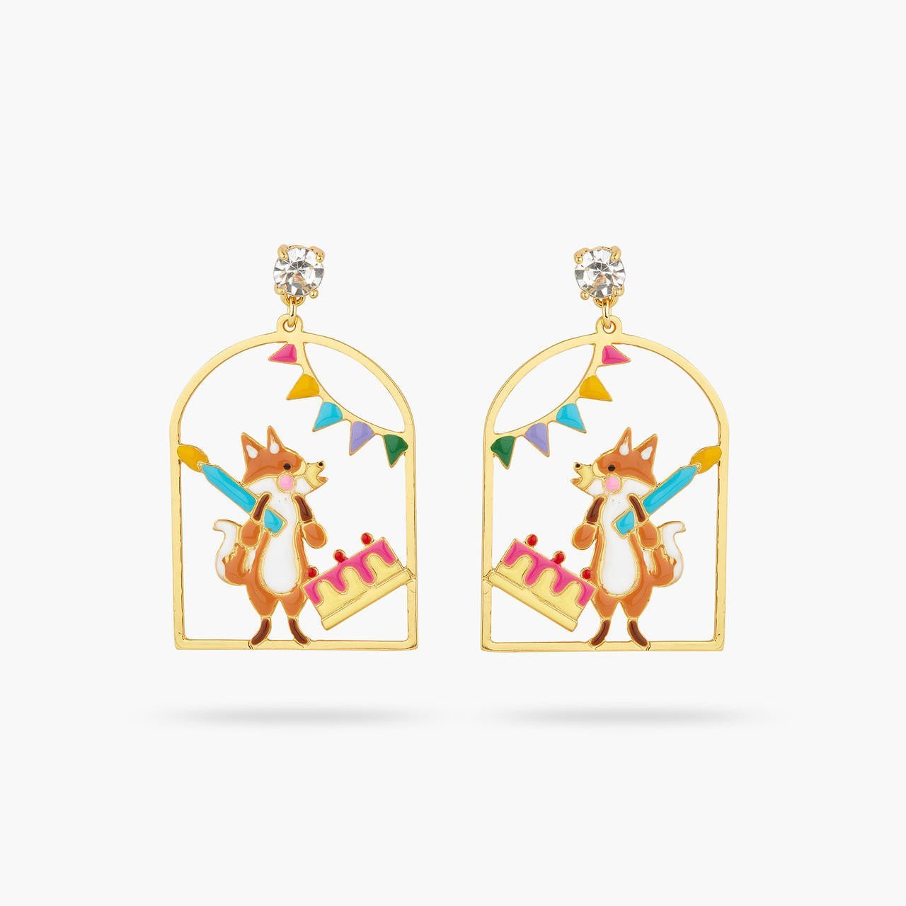Fox and birthday cake earrings | AQPP1101 - Les Nereides