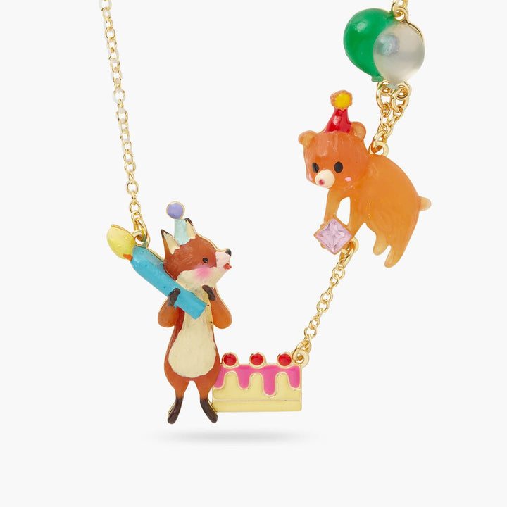 Fox and Cuddly bear Statement necklace | AQPP3011 - Les Nereides
