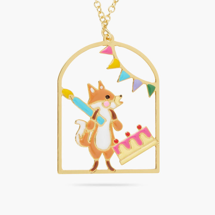 Fox, cake and Bunting pendant necklace | AQPP3061 - Les Nereides