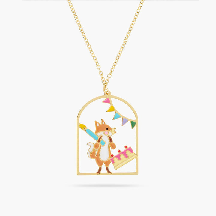 Fox, cake and Bunting pendant necklace | AQPP3061 - Les Nereides